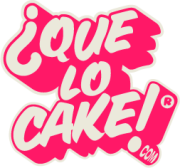 New pink and cream colored registered trademark Que lo Cake logo